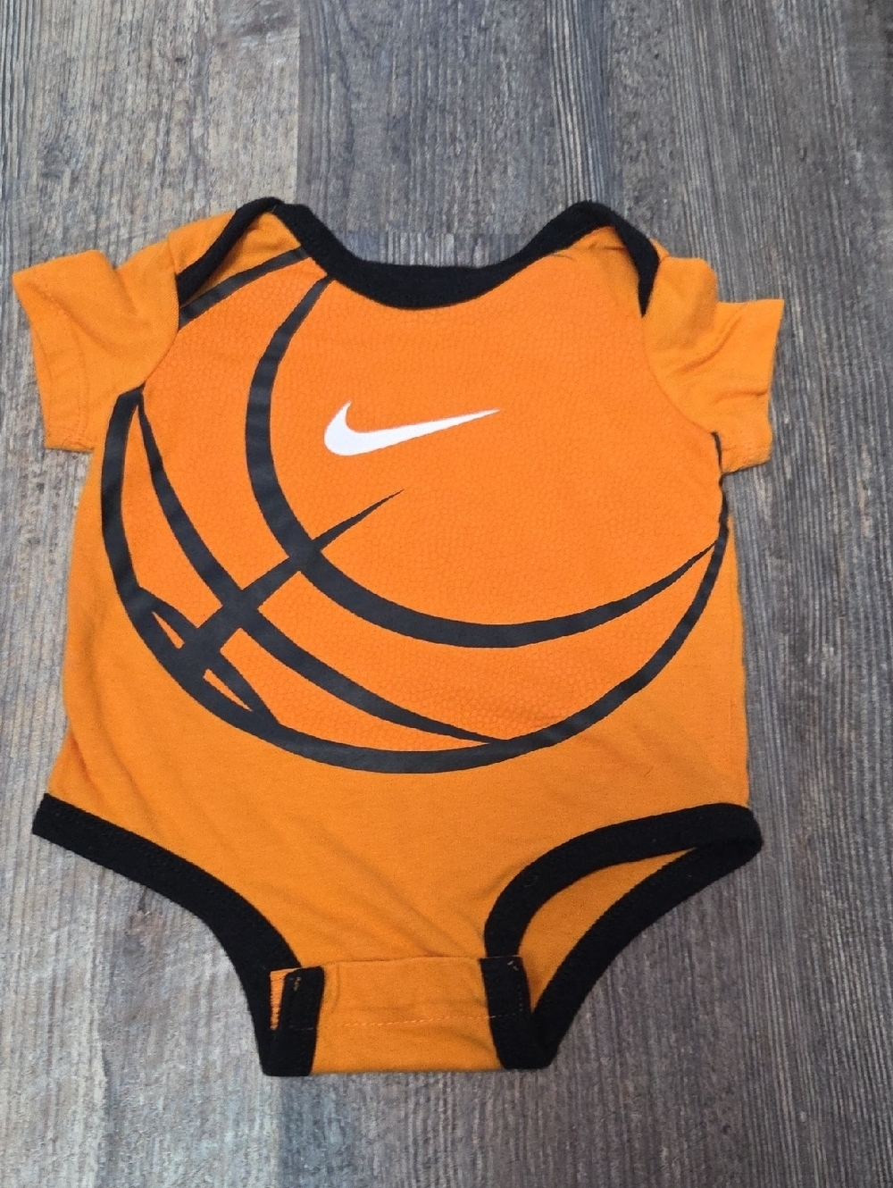Nike Orange and Black Basketball Graphic Baby One-Piece